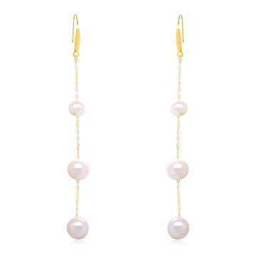 18K Gold Ear Jewelry Freshwater Drop Pearl Earrings